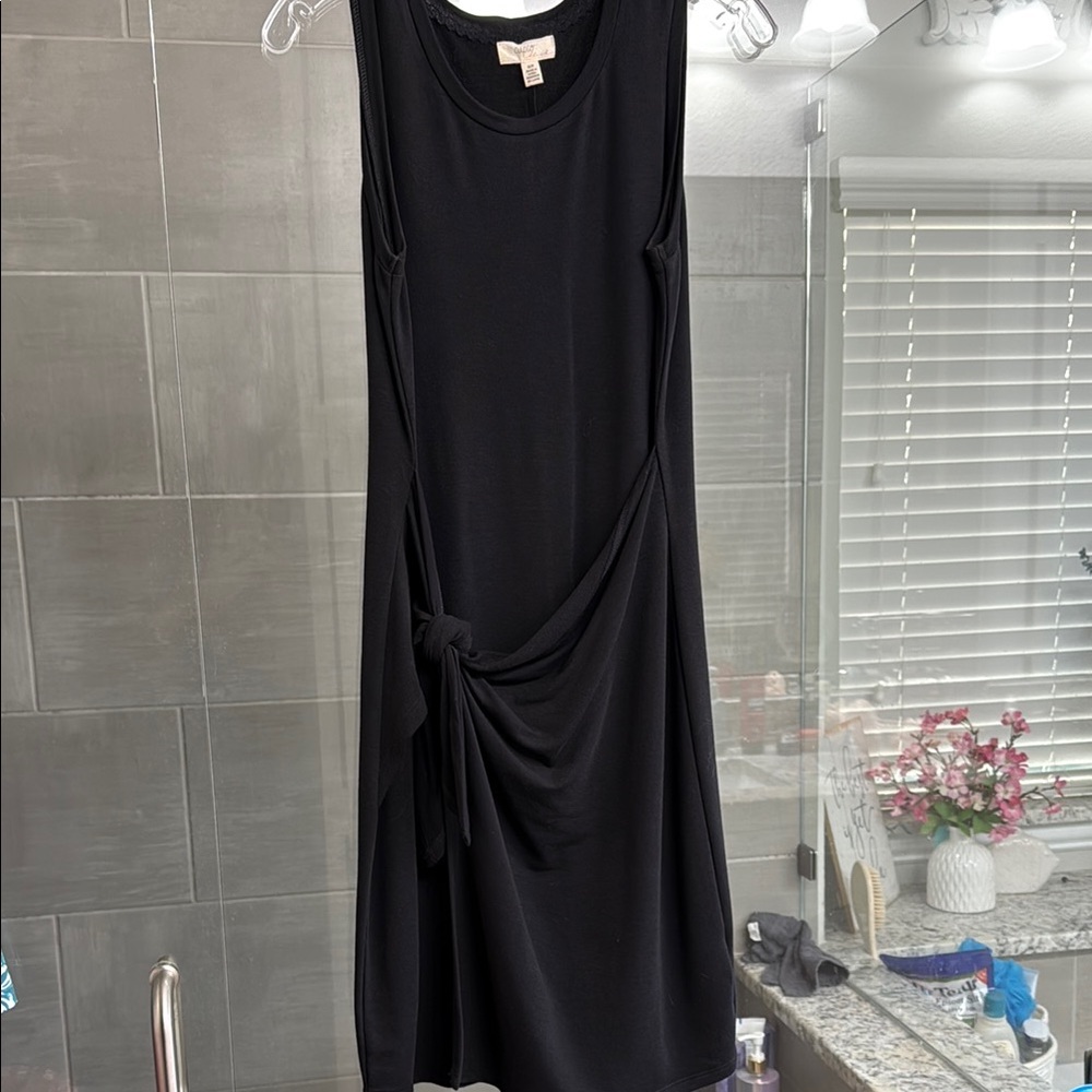 Black Ruched Ribbed Asymmetrical Sheath Dress